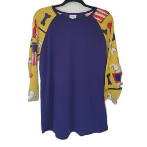 Lularoe Randy Baseball American Flag Pitbull Animal Shirt